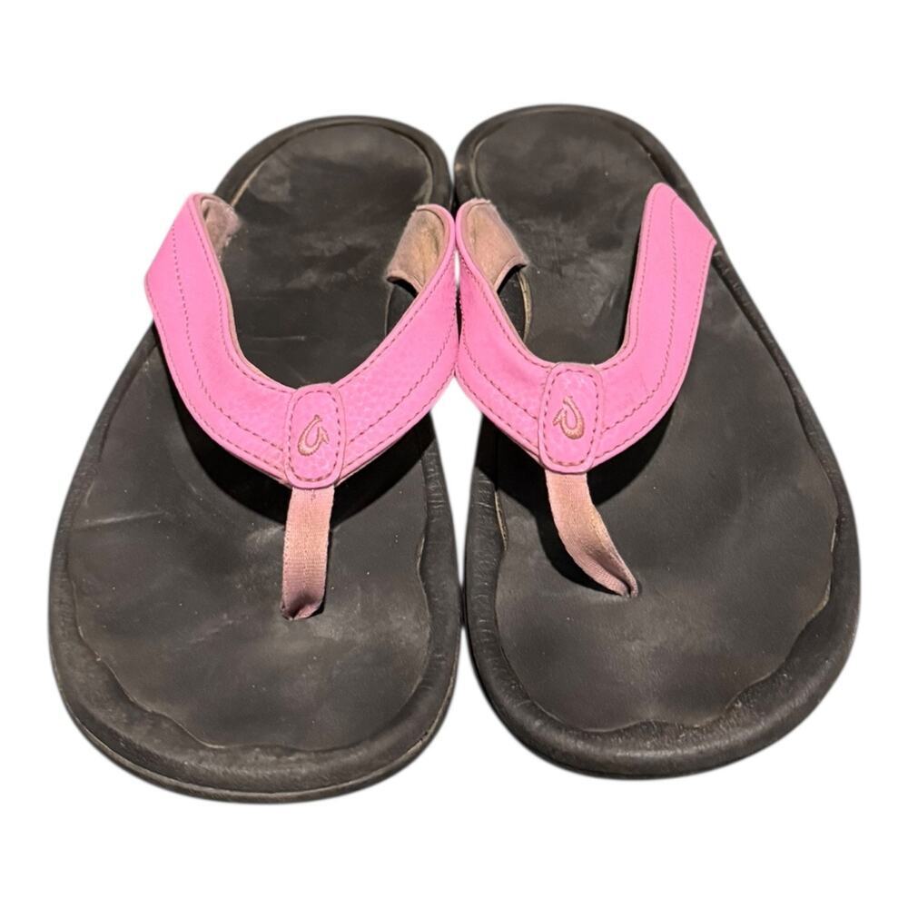 Olukai Ohana Flip Flop Beach Sandals in Black Dragonfruit Pink Women’s Size 10 - Picture 5 of 11